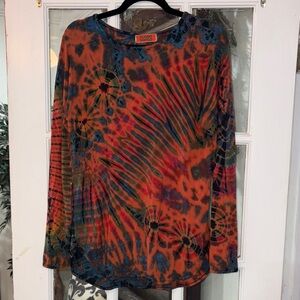 Tucan Tango Liquid Knit Multicolor Tie-Dye Long Sleeve Tee Medium